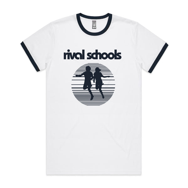 RIVAL SCHOOLS - RUNNING LOGO RINGER T-SHIRT (WHITE/BLUE)