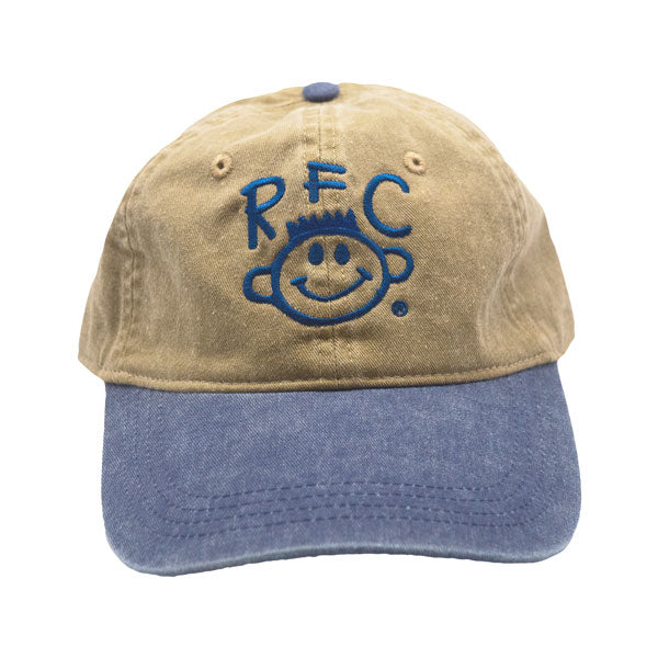 RUN FOR COVER - SMILE LOGO BASEBALL HAT (KHAKI/BLUE)