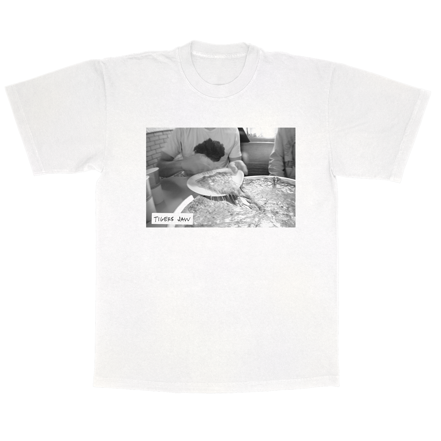 Tigers Jaw - Pizza T-Shirt B&W (White)
